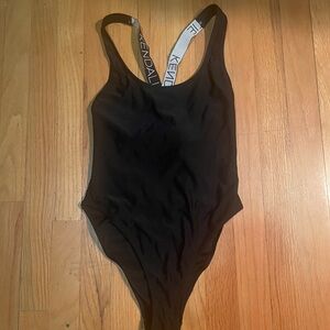 Kendall & Kylie Black Swimsuit with Logo Straps